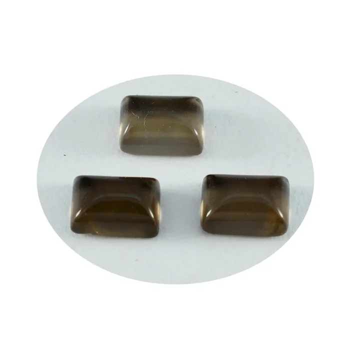 Smoky Quartz 10PC Tiny 4×6 MM Emerald Cabochon Brown Luster semi Precious Precious Gemstone