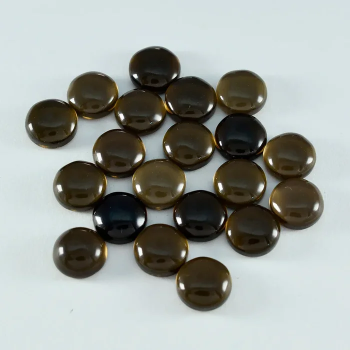 Smoky Quartz 1PC Small 8×8 MM Round Cabochon Brown Natural semi Precious Semi Precious Gemstone