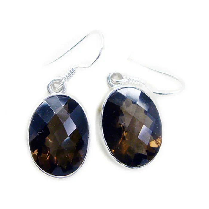 Smoky Quartz American Hana multiple Dangle Brown Sterling Silver Earring
