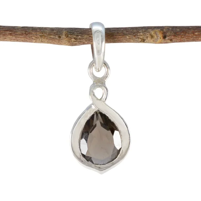 Smoky Quartz Elegant Japanese Sterling Silver Solitaire Mei Heart Brown Pendant Jewellery