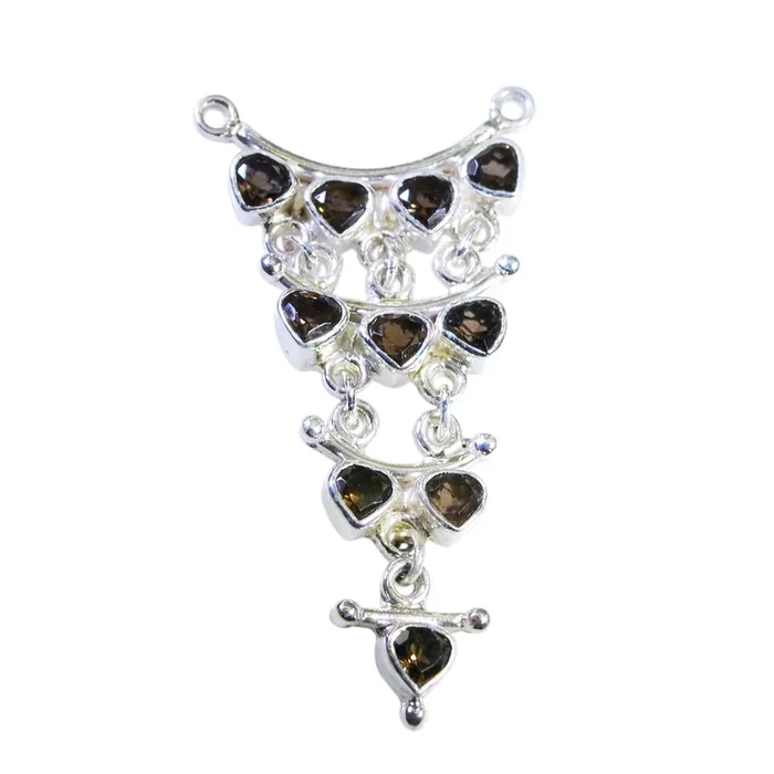 Smoky Quartz Eye-catching Moroccan 925 Silver multiple Hazel valentine Brown Pendant Jewelry