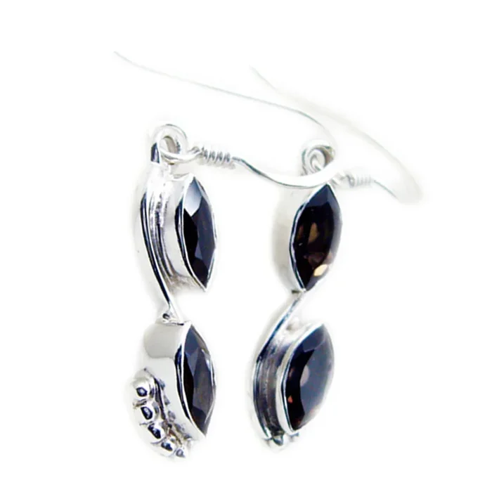 Smoky Quartz German Ha-eun multiple Dangle Brown 925 Silver Earring