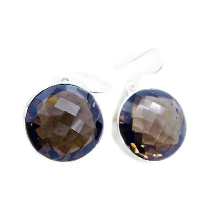 Smoky Quartz Korean Haruka multiple Dangle Brown 925 Silver Earring