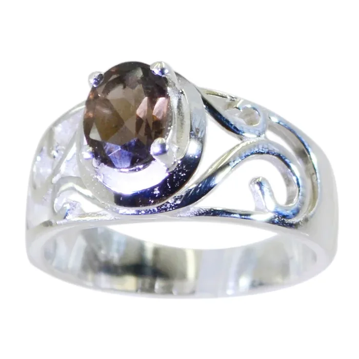 smoky quartz Solitaire Australian 925 Sterling Silver Brown Gemstones Minimal Filigree Ring Jewellery