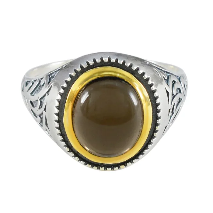 Smoky Quartz Solitaire Spanish 925 Sterling Silvers Brown Gems Eye-catching Filigree Ring Jewellery