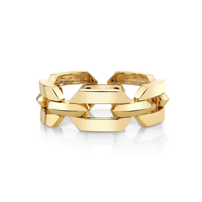 SOLID GOLD FLAT GEO LINK RING