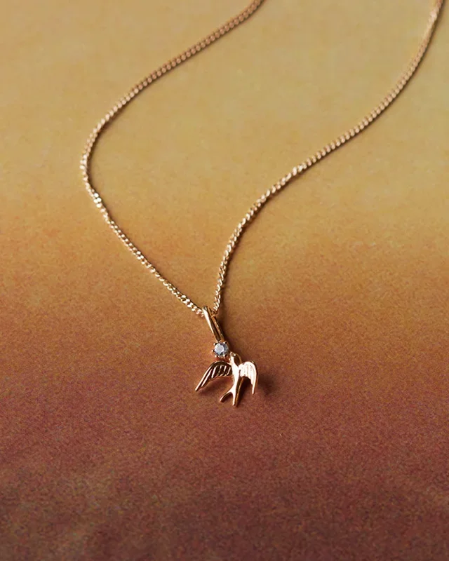 Solid Gold Swallow Charm