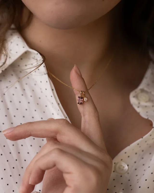 Solid Gold Toi et Moi Necklace