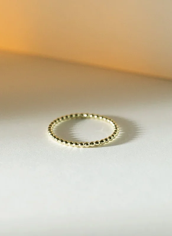 Sphere stapelring dun en dik 14k goud