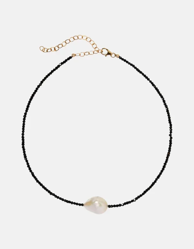 Spinel Single Baroque Pearl Gemstone Necklace