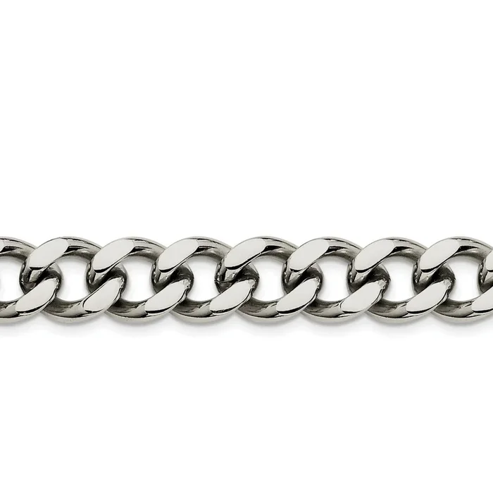 Stainless Steel 8.5-inch 13.75MM Curb Lobster Clasp Bracelet