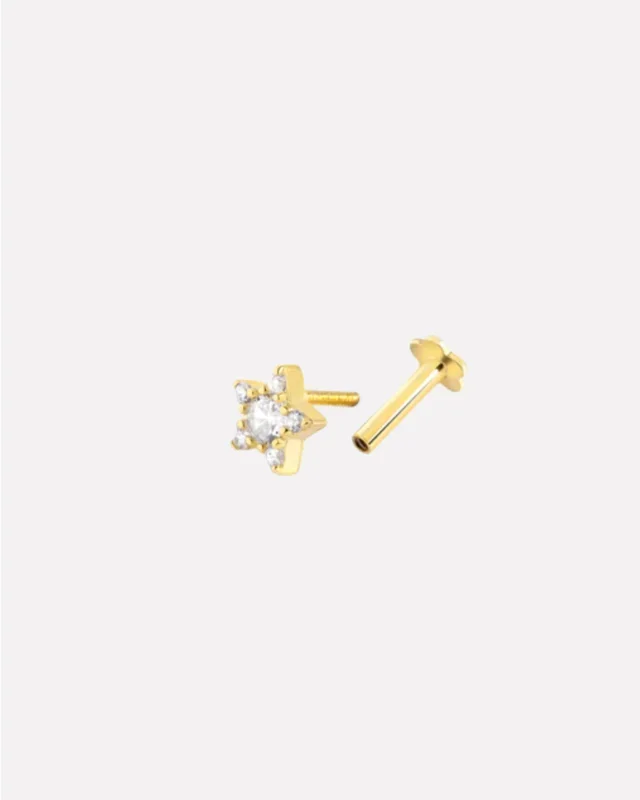 Stellar Star Silver Flatback Stud Men’s Earrings ( Gold Plated )