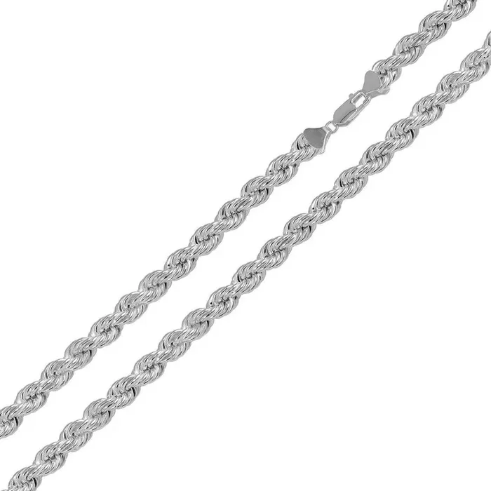 Sterling 925 Sterling Silver Diamond Cut Anti Tarnish Hollow Rope Chain 7.6MM – CHHW125