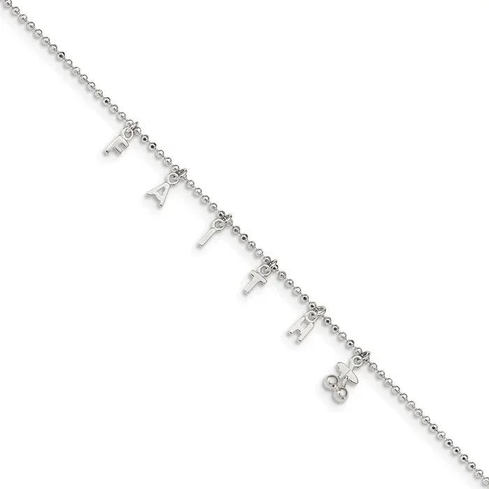 Sterling Silver 11-inch FAITH Anklet