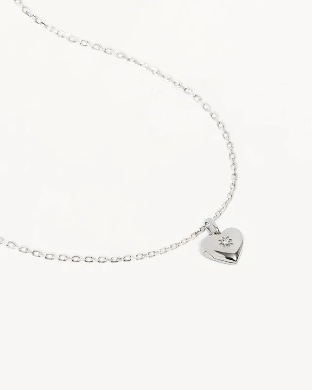 Sterling Silver 18″ Heart Lotus Locket Necklace