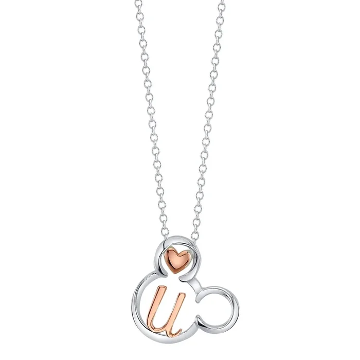 Sterling Silver 18-inch Initial Pendant; Initial U