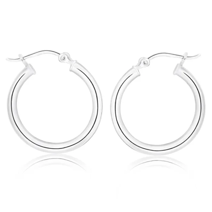 Sterling Silver 19mm Plain Hoop Earrings