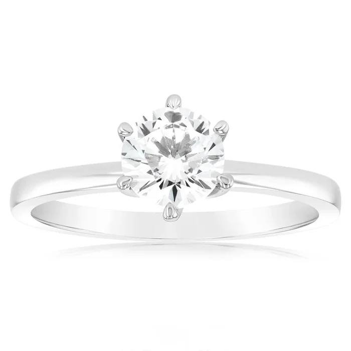 Sterling Silver 6 Claw 6mm Zirconia Solitaire Ring