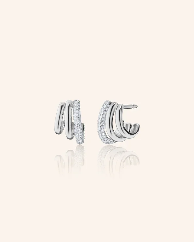 Sterling Silver “Rings of Saturn” Earrings with Pavé White Sapphires