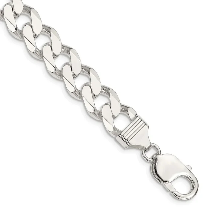 Sterling Silver 9-inch 11MM Lobster Clasp Curb Bracelet