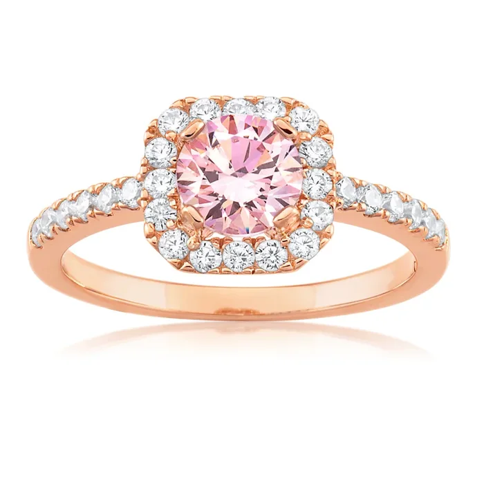 Sterling Silver and Rose Gold Plated Zirconia Ring *No Resize*
