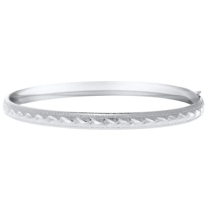 Sterling Silver Baby Bangle with Engraved Hearts