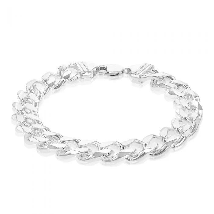Sterling Silver Bevelled Curb 350 Gauge 24cm Bracelet