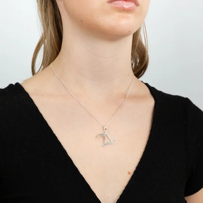 Sterling Silver Cubic Zirconia On Number “21” pendant