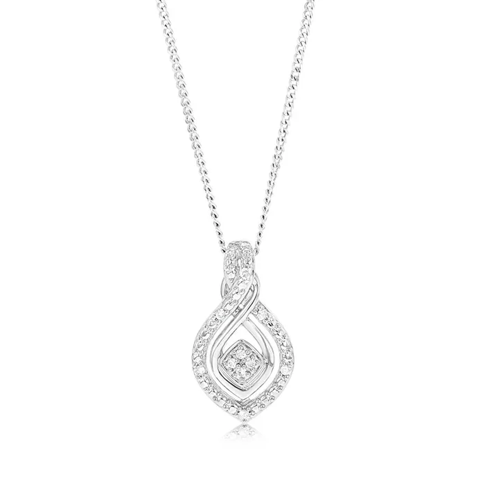 Sterling Silver Diamond Pendant with 10 Brilliant Cut Diamonds