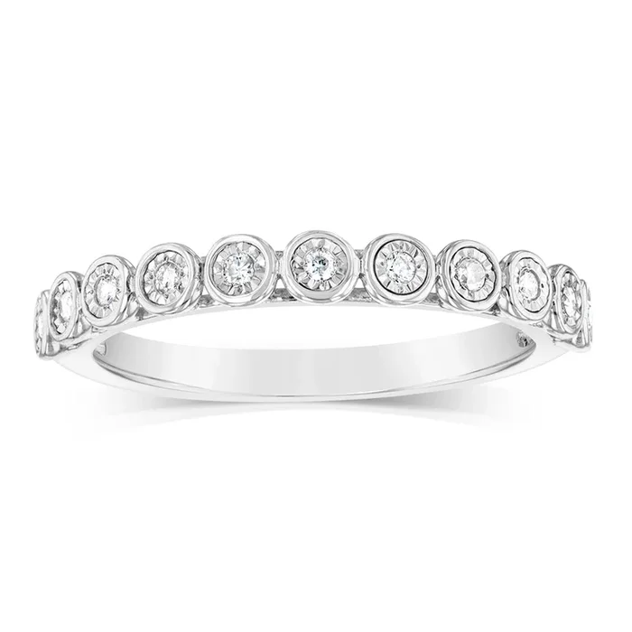 Sterling Silver Eternity Ring with 1/10 Carat Natural Diamonds