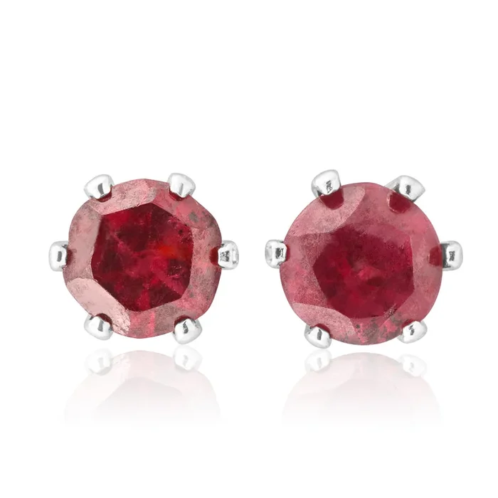Sterling Silver Garnet 4mm Stud Earrings