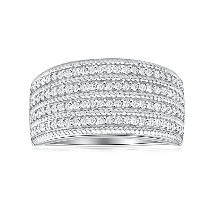 Sterling Silver Glorious Diamond Ring SIZE M ONLY