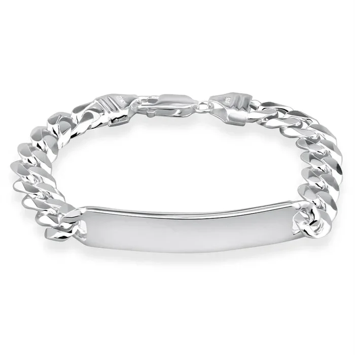 Sterling Silver Heavy Curb 250 Gauge ID Bracelet 21cm