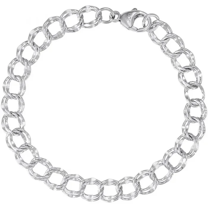 Sterling Silver Large Double Link Charm Bracelet