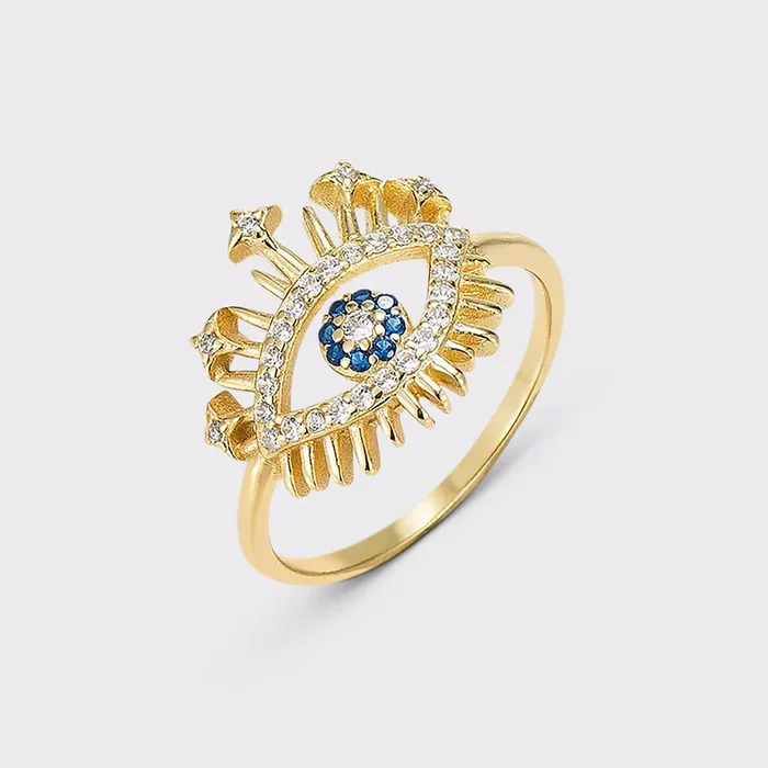Sterling Silver Large Evil Eye Ring