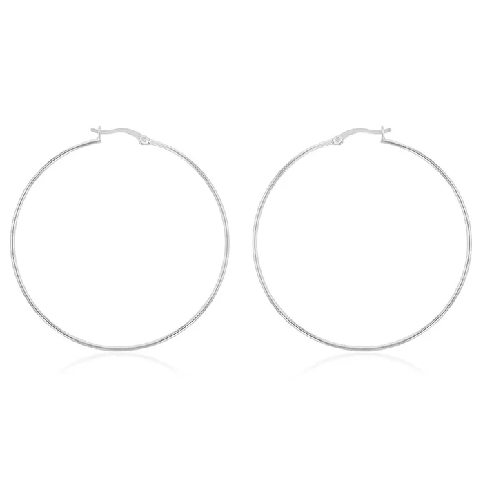 Sterling Silver Plain 60mm Hoop Earrings