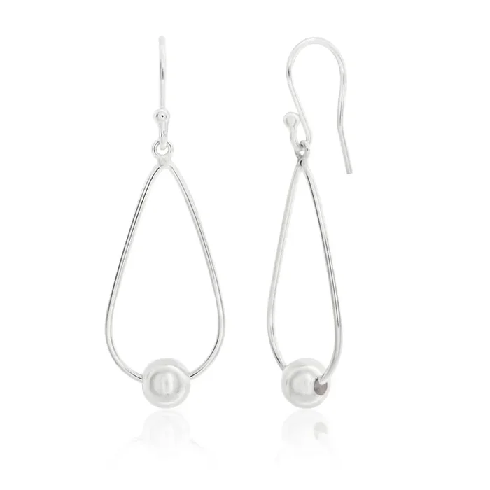 Sterling Silver Teardrop Bead Ball Drop Earrings