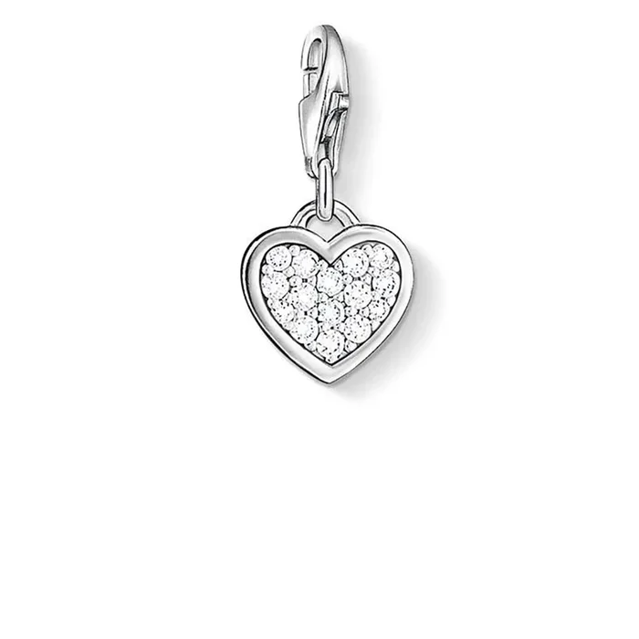 Sterling Silver Thomas Sabo Charm Club Heart Pave Zirconia