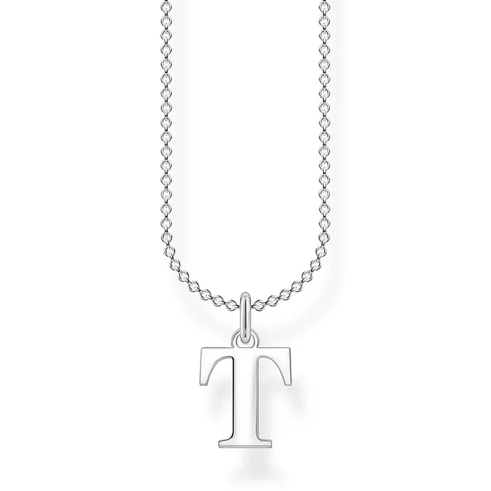 Sterling Silver Thomas Sabo Charm Club Initial T Necklace 38-45cm