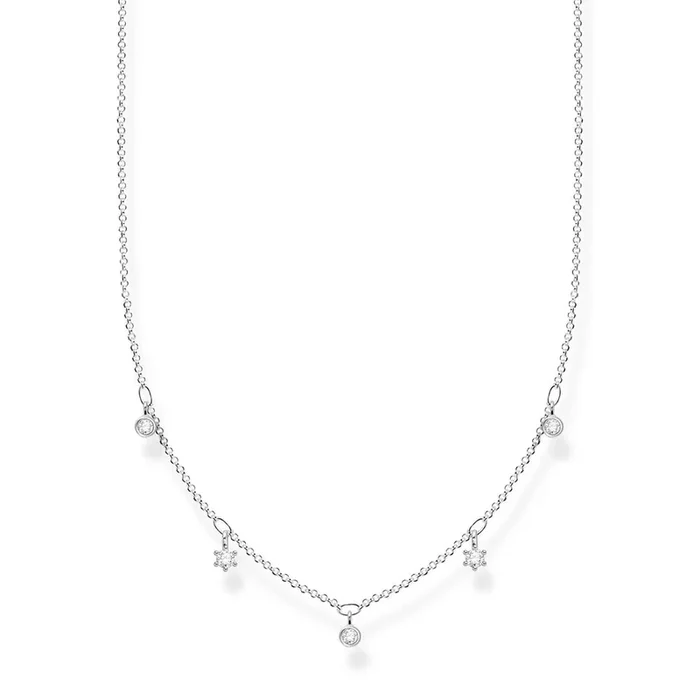 Sterling Silver Thomas Sabo Charm Club Zirconia Necklace 40-45cm