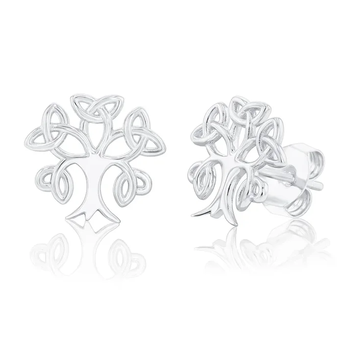 Sterling Silver Tree Of Life Stud Earrings