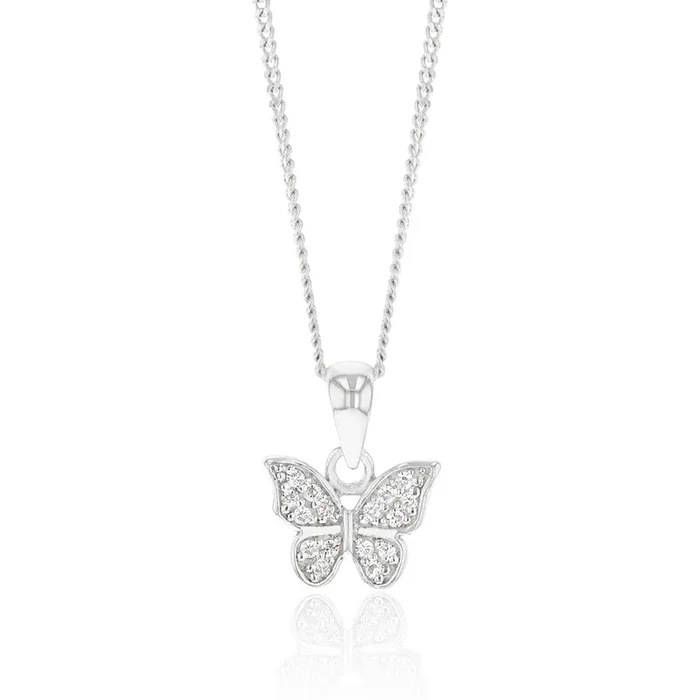 Sterling Silver Zirconia Butterfly Pendant