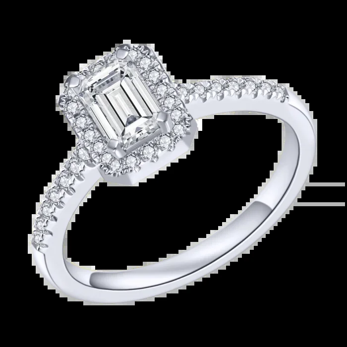 Sterling Silver Zirconia Halo Octagonal Channel Ring