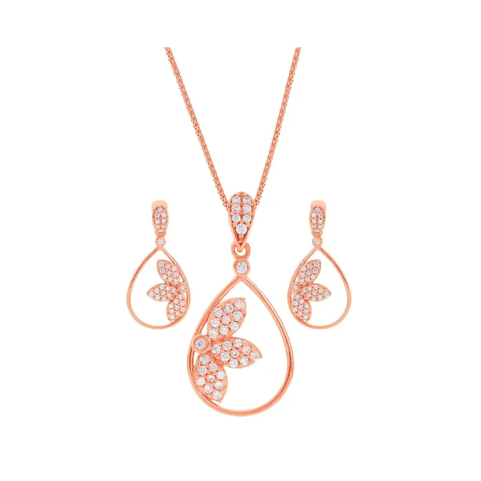 Stunning Pendant Set With CZ in 18K Rose Gold