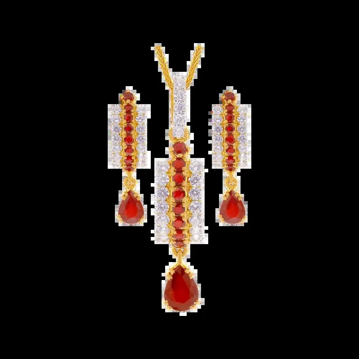 Stunning Pendant Set With Ruby & Gemstones in 22K Gold