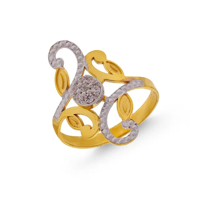 Stunning Two-tone Ring with CZ in 22K Gold