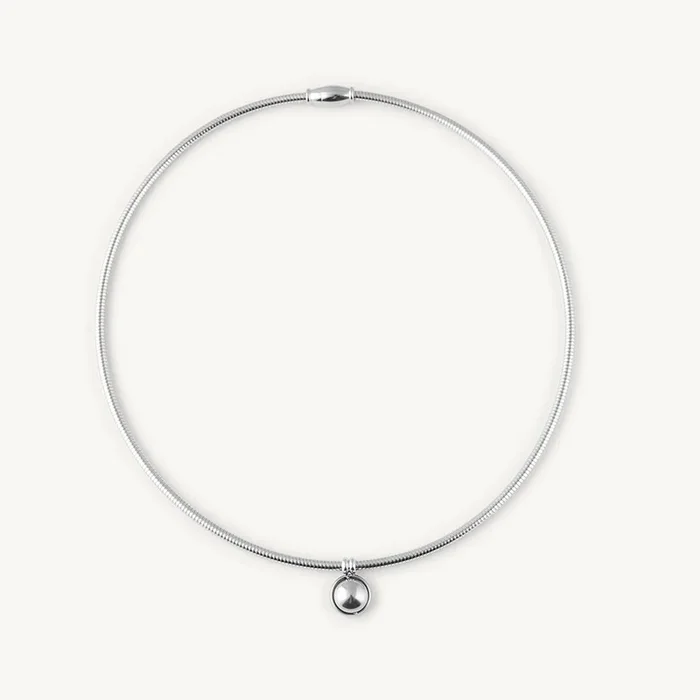 Stylish Silver Ball Choker Necklace