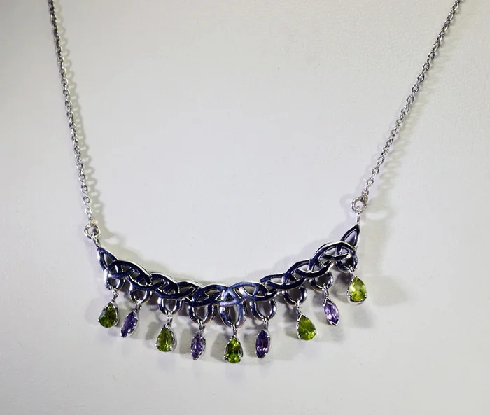 supplies 925 Solid Sterling Silver comely genuine Multi Necklace gift UK