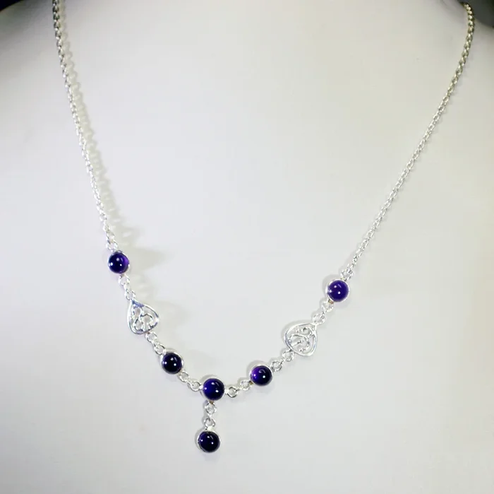 supplies 925 Solid Sterling Silver fine-looking genuine Purple Necklace gift UK