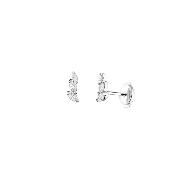 Suzon earrings in white gold and navette cut diamonds – Lepage